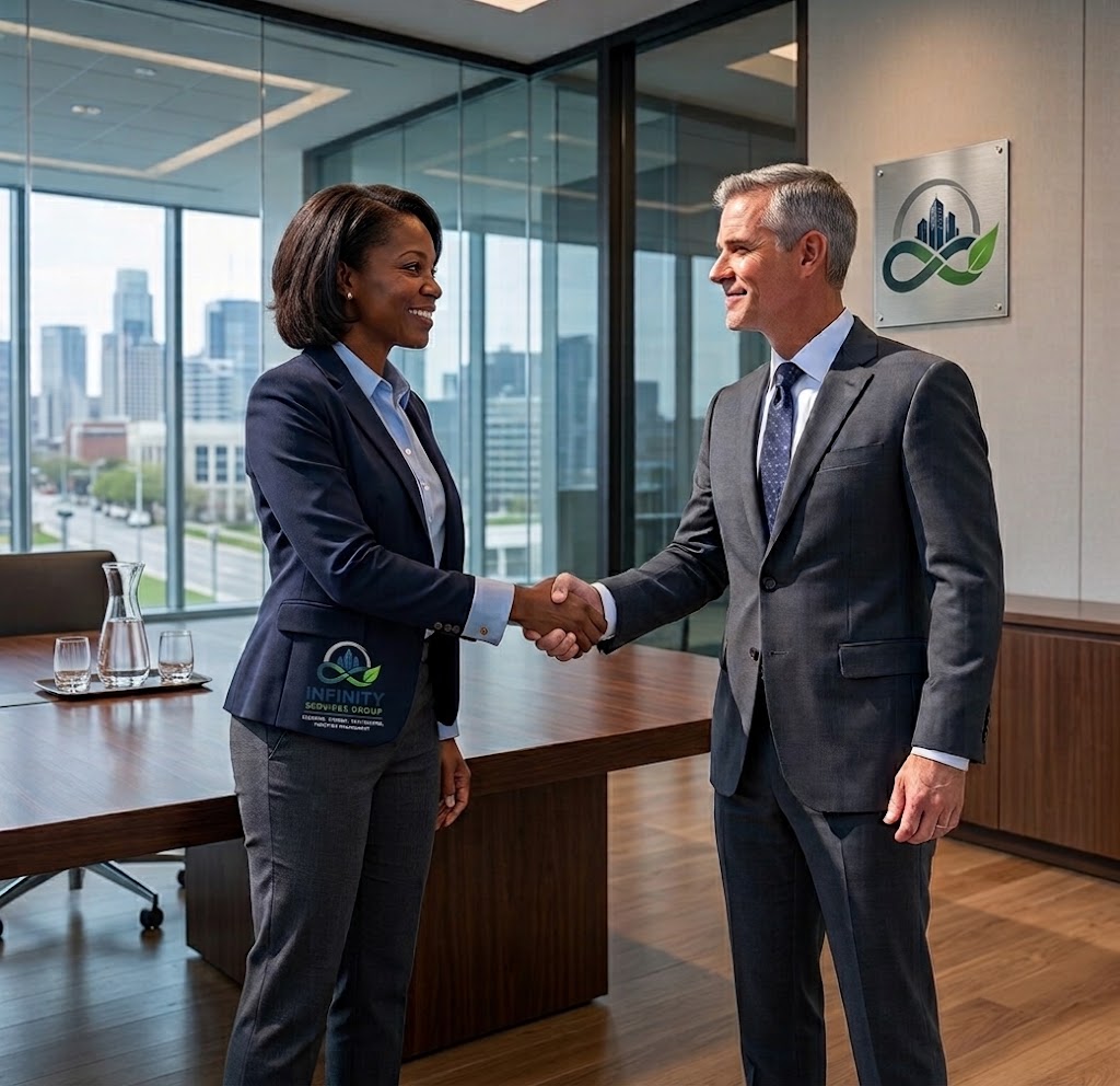 Infinity Services Group facilities manager with a client